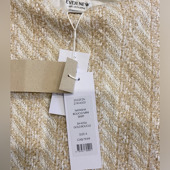 Evernew Melbourne Boucle Mini Skirt - Gold/White- Size 4 - Picture 4 of 4
